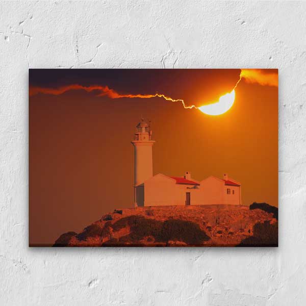 Gün Batımında Deniz Feneri Silueti Kanvas Tablo 12030