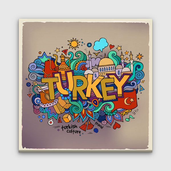 Turkey Kültür ve Turizm Temalı İllüstratif Duvar Tablosu Kanvas Tablo 12153