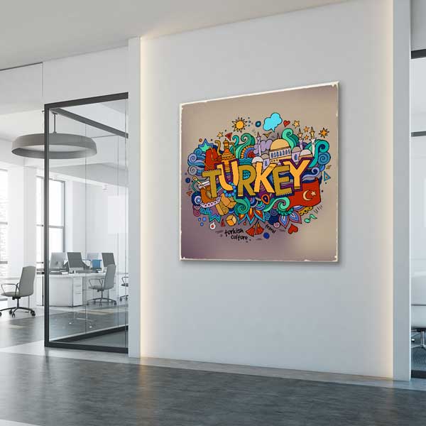 Turkey Kültür ve Turizm Temalı İllüstratif Duvar Tablosu Kanvas Tablo 12153
