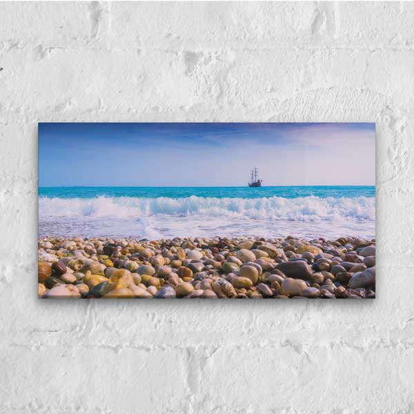 Çakıl Taşlı Sahil ve Deniz Manzarası Kanvas Tablo 12046