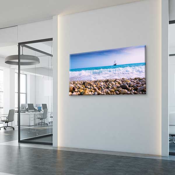 Çakıl Taşlı Sahil ve Deniz Manzarası Kanvas Tablo 12046