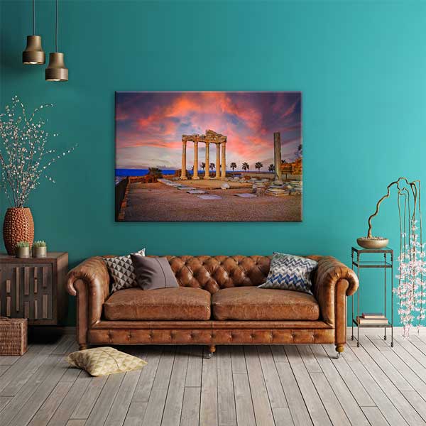 Gün Batımında Antik Sütunlar Kanvas Tablo 12015