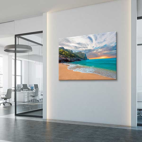 Turkuaz Deniz ve Altın Kumsal Kanvas Tablo 12021