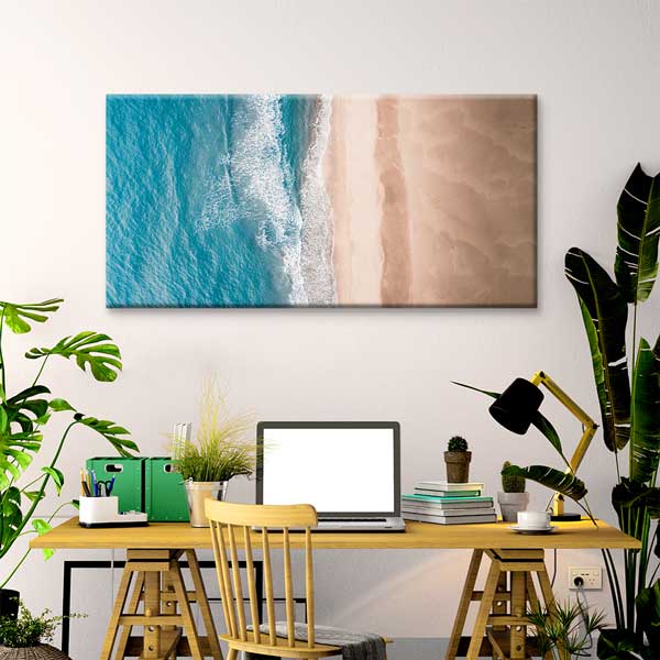 Turkuaz Deniz ve Kumsal Manzarası Kanvas Tablo 12044