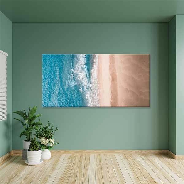 Turkuaz Deniz ve Kumsal Manzarası Kanvas Tablo 12044