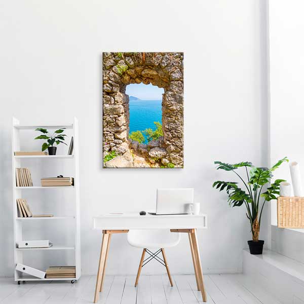 Taş Kemerden Deniz Manzarası Kanvas Tablo 12056