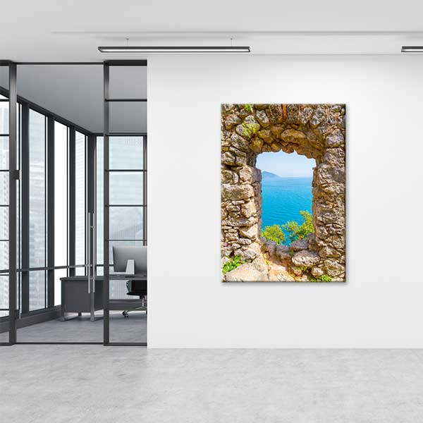 Taş Kemerden Deniz Manzarası Kanvas Tablo 12056