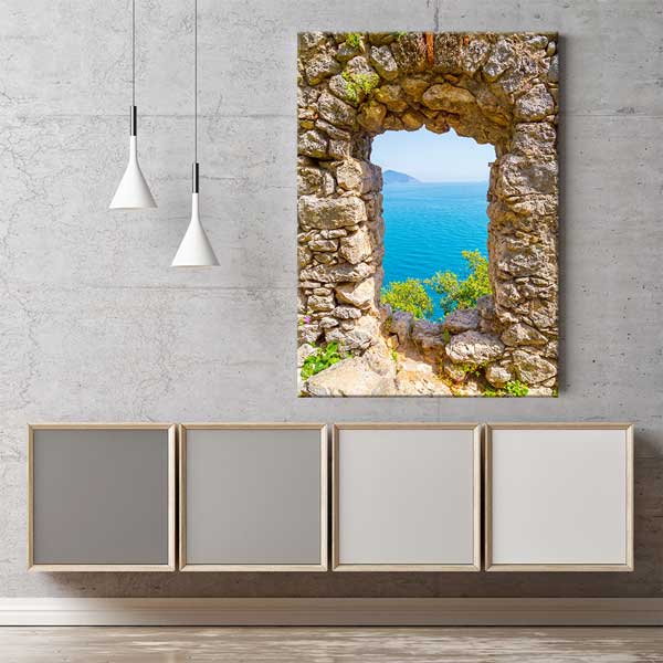 Taş Kemerden Deniz Manzarası Kanvas Tablo 12056