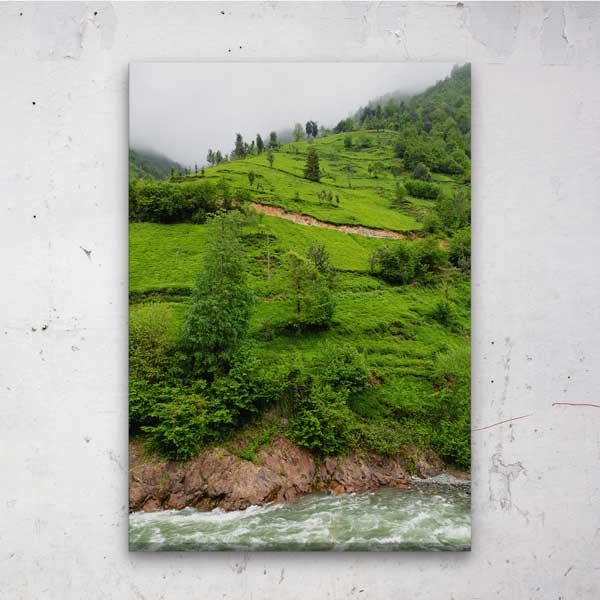 Karadeniz Yeşil Yamaçlar ve Dere Manzarası Kanvas Tablo 12067