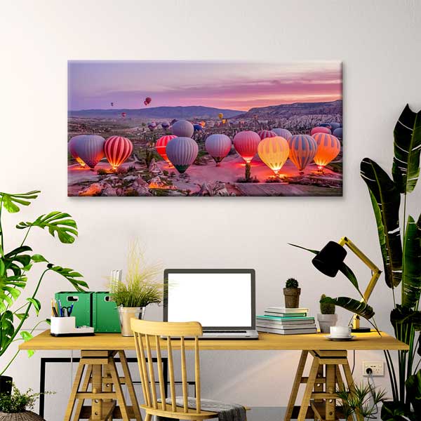 turkey-wall-decoration-12087-01 Kapadokya Gün Doğumu Balon Vadisi Manzarası Kanvas Tablo – 12087