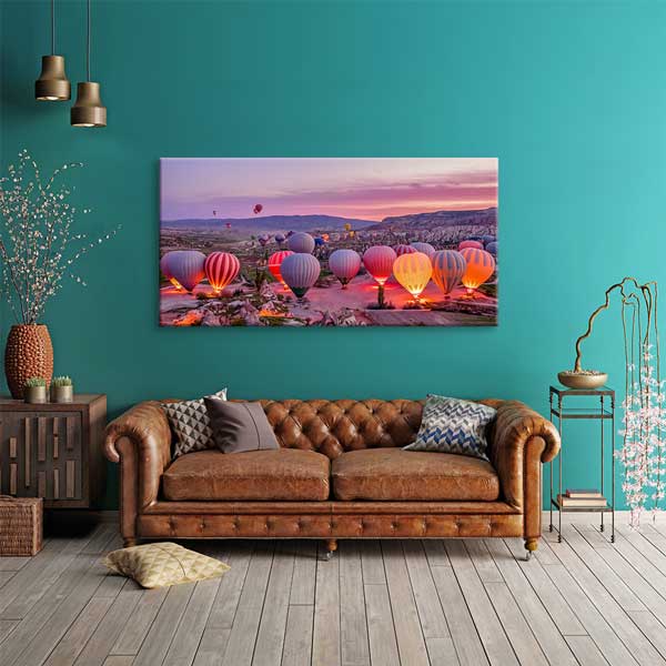 turkey-wall-decoration-12087-02 Kapadokya Gün Doğumu Balon Vadisi Manzarası Kanvas Tablo – 12087