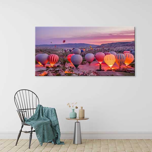 turkey-wall-decoration-12087-03 Kapadokya Gün Doğumu Balon Vadisi Manzarası Kanvas Tablo – 12087