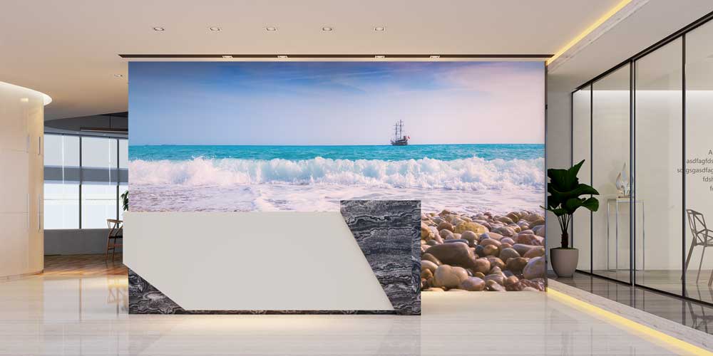 Çakıl Taşlı Sahil ve Dalga Manzarası Duvar Kağıdı 11493