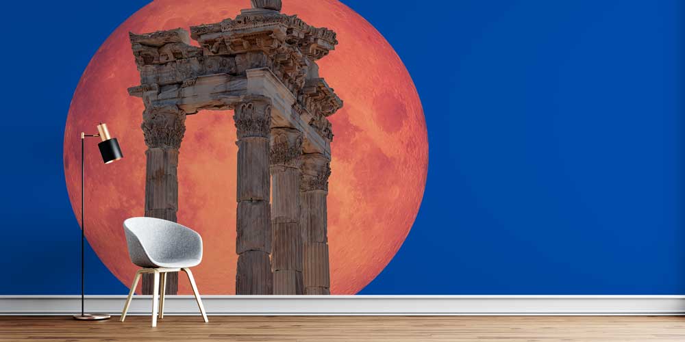 Antik Sütunlar ve Kızıl Ay Manzarası Duvar Kağıdı 11494