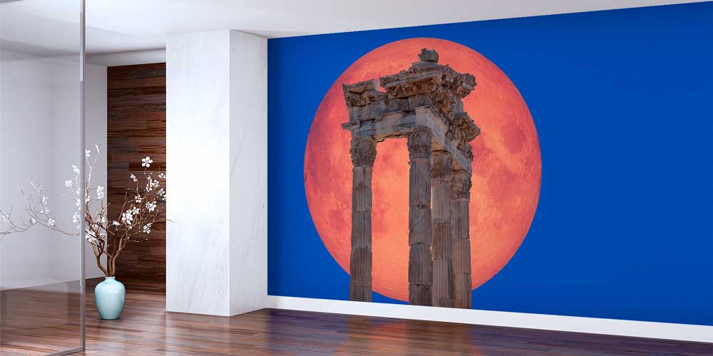 Antik Sütunlar ve Kızıl Ay Manzarası Duvar Kağıdı 11494