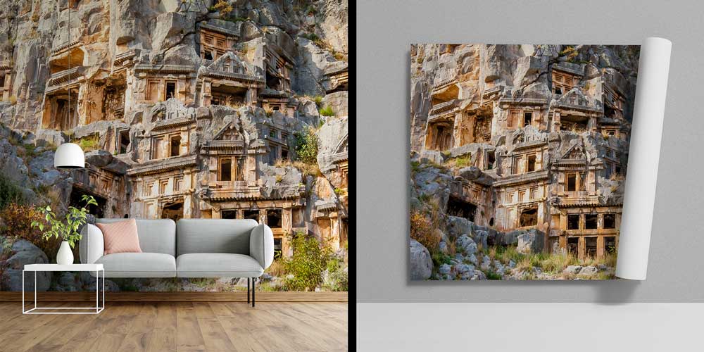 Antik Kaya Mezarları Tarihi Manzarası Duvar Kağıdı 11498