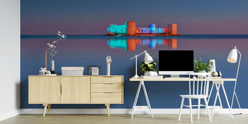 turkey-wallpaper-art-11499-02 Deniz Üzerindeki Tarihi Kale ve Gece Manzarası Duvar Kağıdı 11499