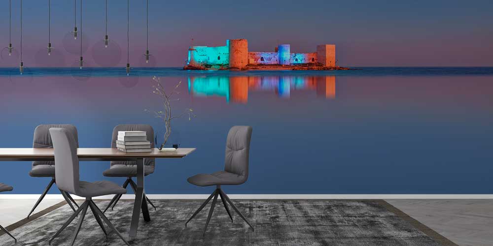 turkey-wallpaper-art-11499-03 Deniz Üzerindeki Tarihi Kale ve Gece Manzarası Duvar Kağıdı 11499