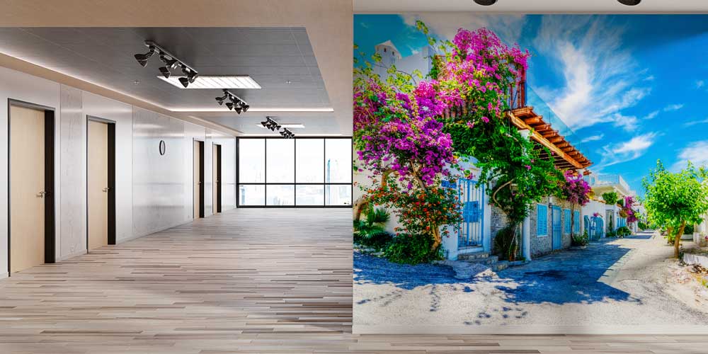 Çiçekli Ege Sokağı Manzaralı Duvar Kağıdı 11512