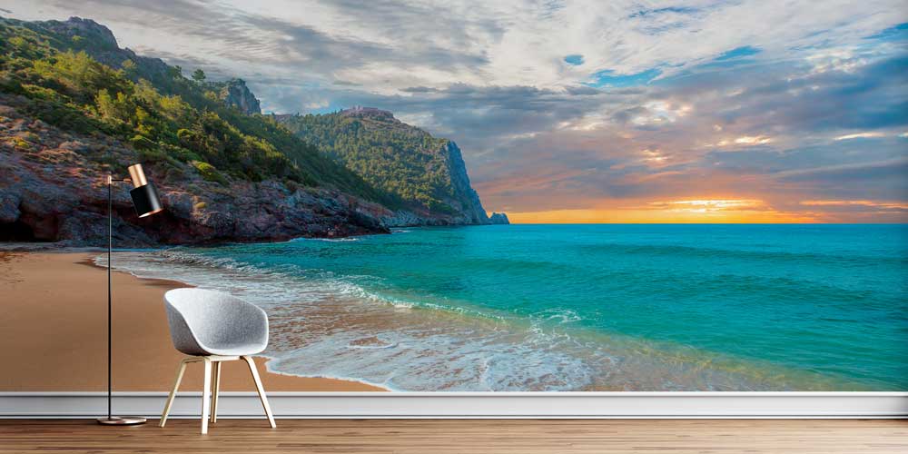 turkey-wallpaper-art-11514-00 Kayalık Kıyı ve Turkuaz Deniz Manzaralı Duvar Kağıdı 11514