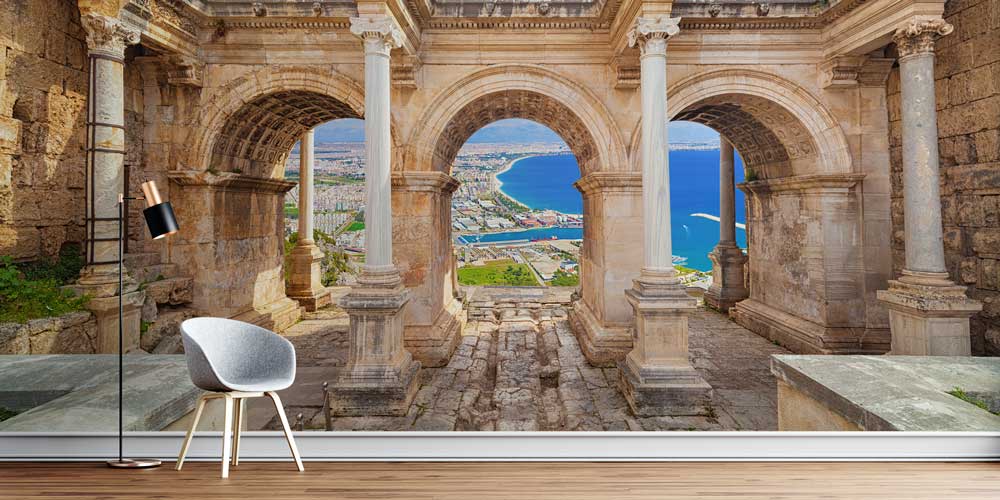 Antik Kemerler Arasından Deniz Manzaralı Duvar Kağıdı 11518