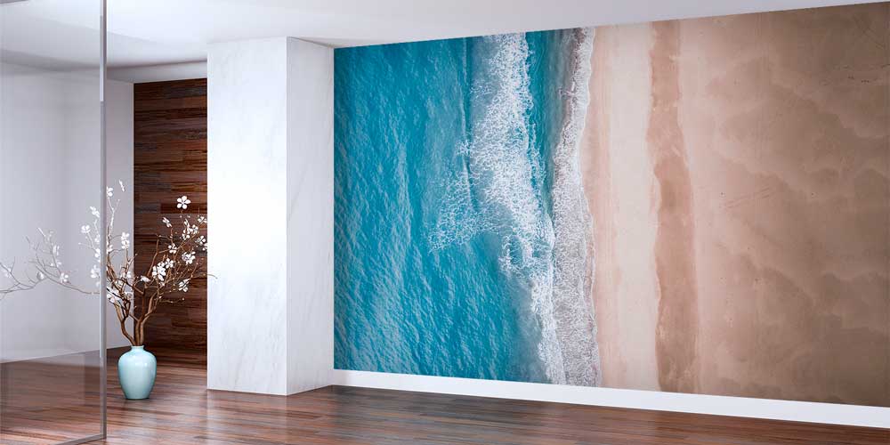 Turkuaz Deniz ve Kumsal Üstten Görünüm Duvar Kağıdı 11495