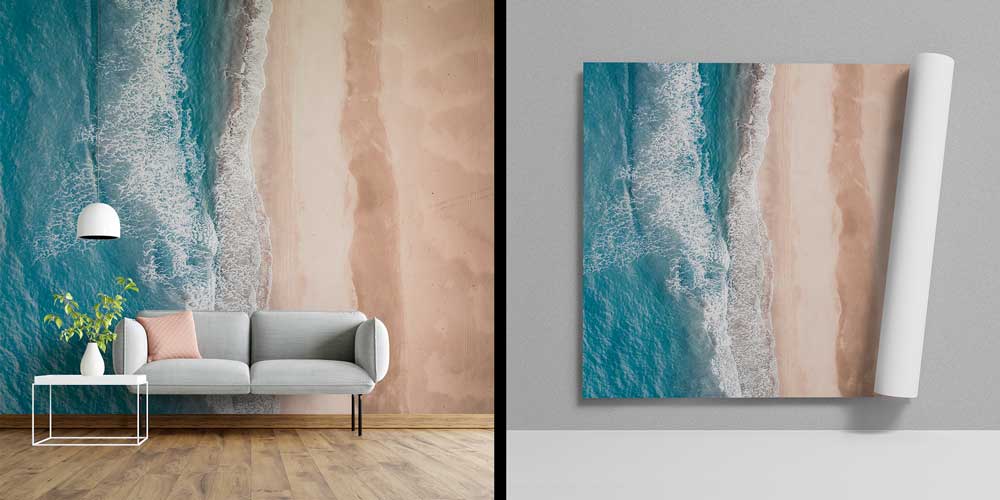 Turkuaz Deniz ve Kumsal Üstten Görünüm Duvar Kağıdı 11495