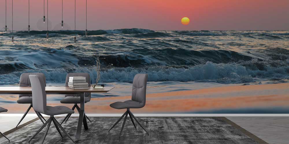 Gün Batımı Dalgalar ve Deniz Duvar Kağıdı 11509