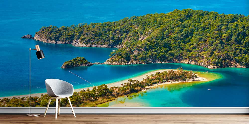 Turkuaz Koy ve Ormanlık Yarımada Manzarası Duvar Kağıdı 11542