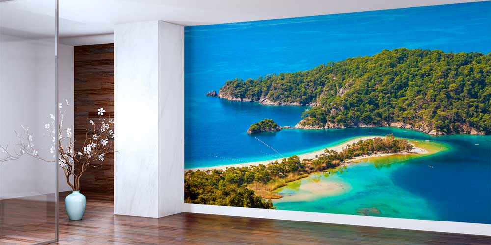 Turkuaz Koy ve Ormanlık Yarımada Manzarası Duvar Kağıdı 11542