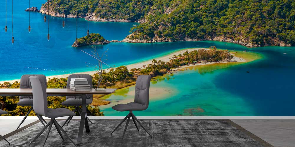 Turkuaz Koy ve Ormanlık Yarımada Manzarası Duvar Kağıdı 11542