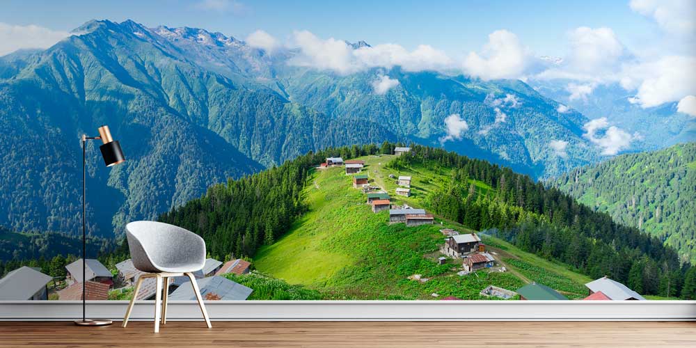 Karadeniz Yayla Evleri ve Dağ Manzarası Duvar Kağıdı 11589