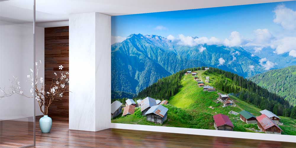 Karadeniz Yayla Evleri ve Dağ Manzarası Duvar Kağıdı 11589
