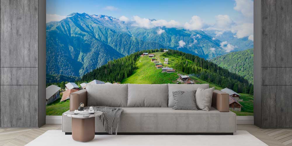 Karadeniz Yayla Evleri ve Dağ Manzarası Duvar Kağıdı 11589