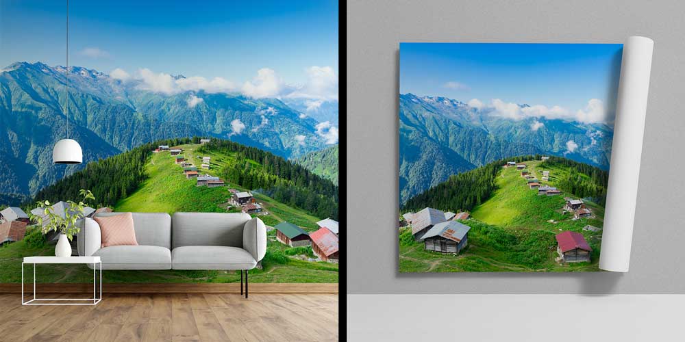 Karadeniz Yayla Evleri ve Dağ Manzarası Duvar Kağıdı 11589