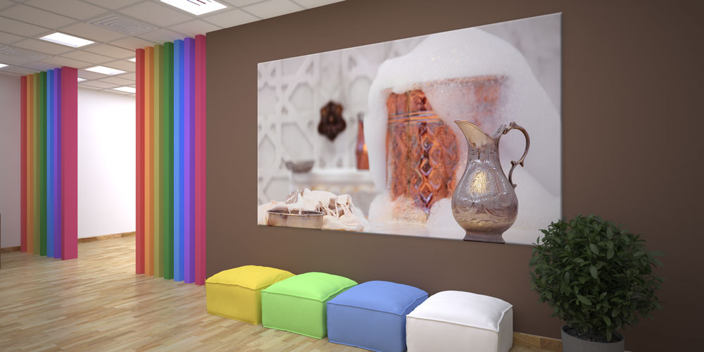 turkish-bath-wall-decor-7948-03 Türk Hamamı Bakır Kurna ve Köpük Tasviri Duvar Dekoru – 7948-DK