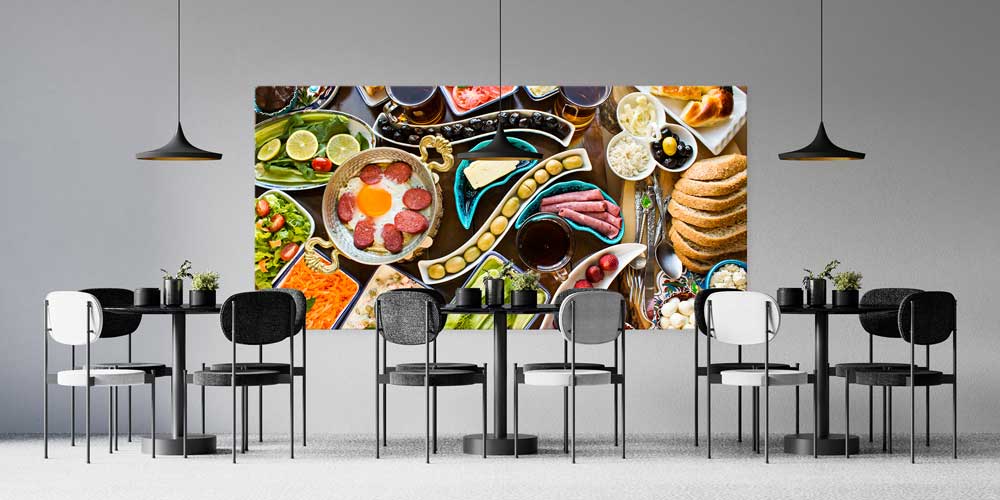turkish-breakfast-wall-art-12470-01 Zengin Türk Kahvaltısı Sofrası Temalı Büyük Ebat Duvar Dekoru – 12470