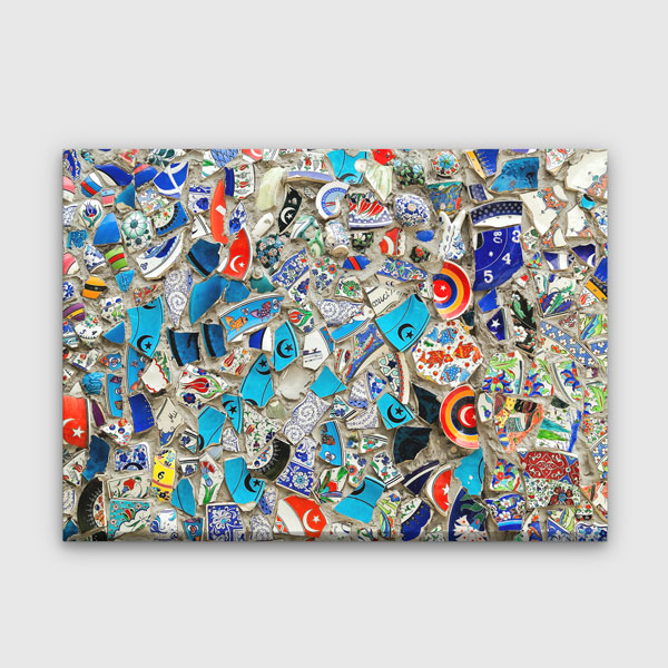 Geleneksel Türk Çini ve Seramik Kolaj Desenli Duvar Tablosu Kanvas Tablo 12137