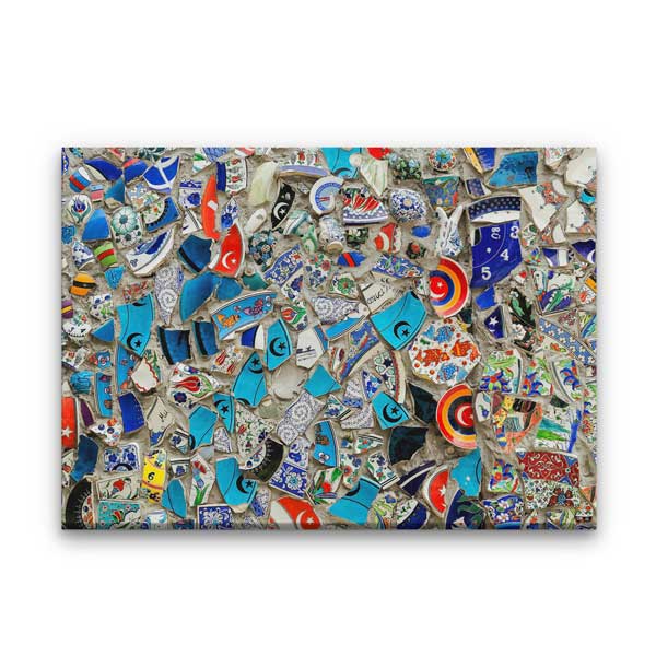 Geleneksel Türk Çini ve Seramik Kolaj Desenli Duvar Tablosu Kanvas Tablo 12137