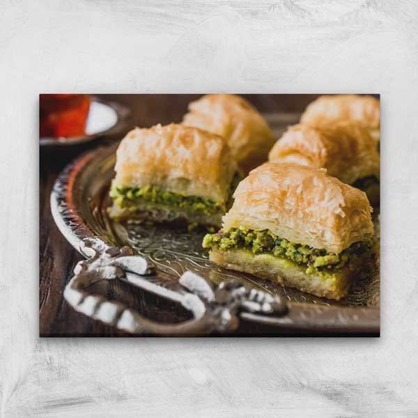 Fıstıklı Baklava Desenli Kafe Duvar Tablosu Kanvas – 12166