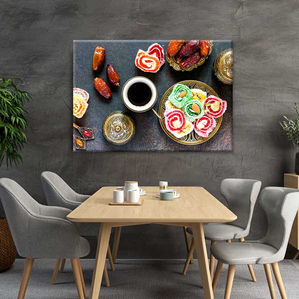 Türk Kahvesi ve Lokum Temalı Kanvas Duvar Tablosu – 12155
