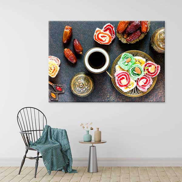 Türk Kahvesi ve Lokum Temalı Kanvas Duvar Tablosu – 12155