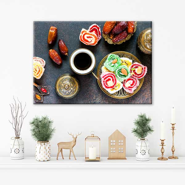 Türk Kahvesi ve Lokum Temalı Kanvas Duvar Tablosu – 12155