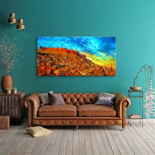 Renkli Anadolu Şehir Manzarası Sanatsal Kanvas Tablo – 11995