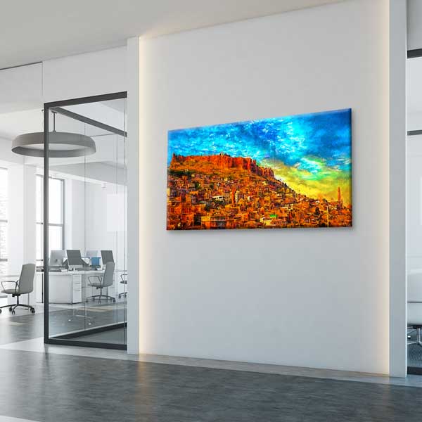 Renkli Anadolu Şehir Manzarası Sanatsal Kanvas Tablo – 11995