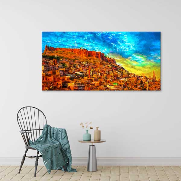 Renkli Anadolu Şehir Manzarası Sanatsal Kanvas Tablo – 11995