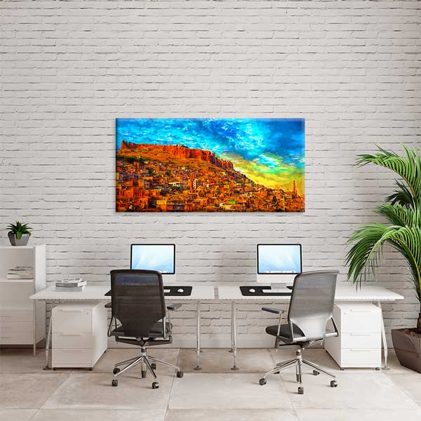 Renkli Anadolu Şehir Manzarası Sanatsal Kanvas Tablo – 11995