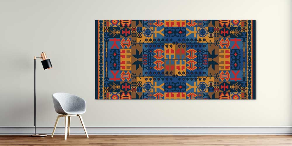 Geleneksel Anadolu Sembolik Kilim Desenli Büyük Ebat Duvar Dekoru 11982