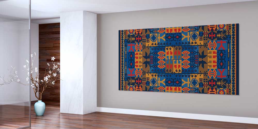 Geleneksel Anadolu Sembolik Kilim Desenli Büyük Ebat Duvar Dekoru 11982