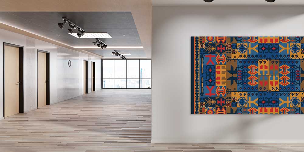 Geleneksel Anadolu Sembolik Kilim Desenli Büyük Ebat Duvar Dekoru 11982